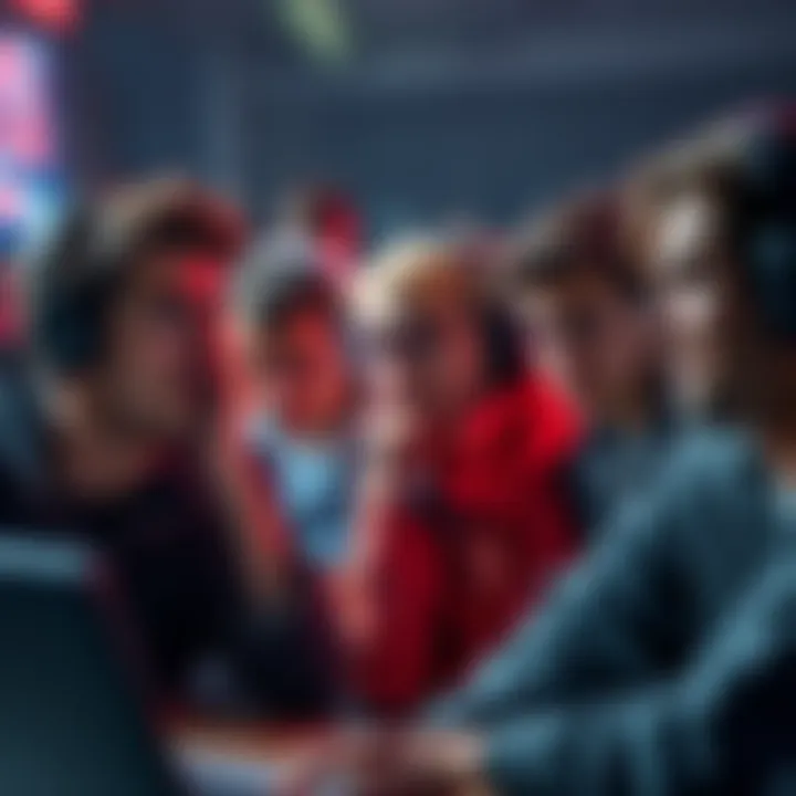 Group of gamers showing intense emotions while playing a PvP game, some looking frustrated and angry after an attack.