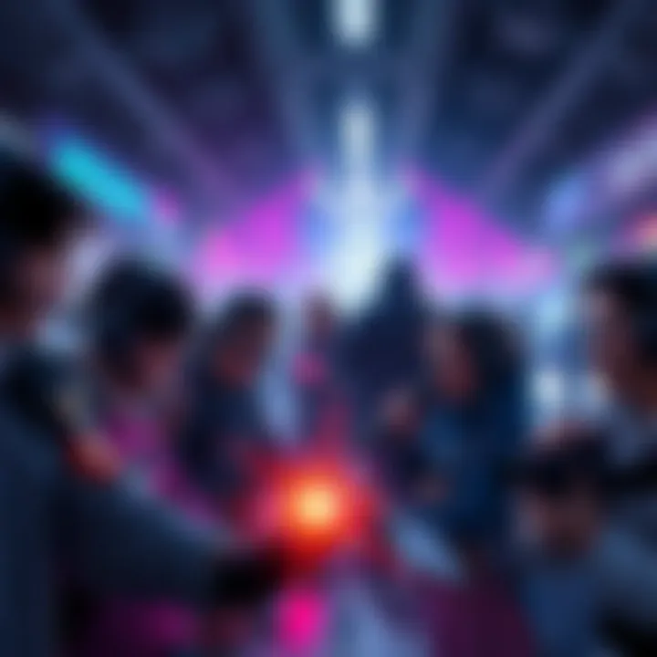 A group of players excitedly discussing strategies for Requiem's Speed Demon Challenge