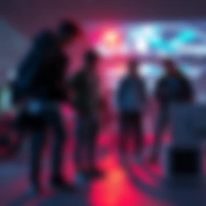 Group of gaming folks stepping away from their consoles and PCs, showing signs of frustration with the game experience.