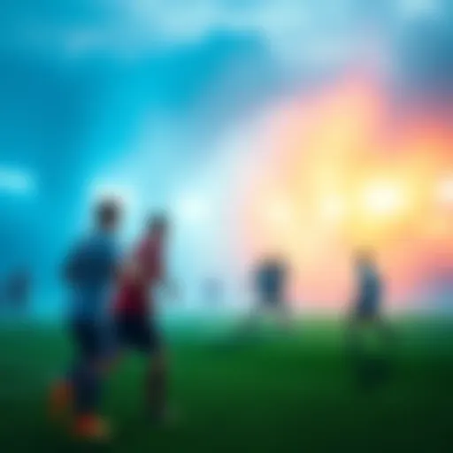 Group of players engaged in a vibrant 6v6 match A lively scene showing players in a 6v6 match, with teamwork and action on the field, highlighting the excitement compared to a 5v5 setup