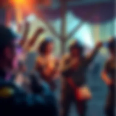 A group of players excitedly discussing new drop rates and loot from tier 3 runs at Camp White Oak