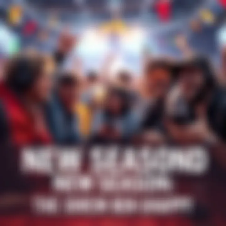 A group of gamers enjoying the new season, showing excitement and engagement in a lively setting.