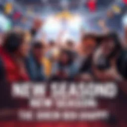 Players Celebrating New Season A group of gamers enjoying the new season, showing excitement and engagement in a lively setting.