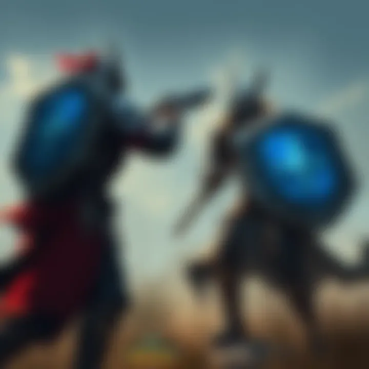 A solo player engages in a combat situation with another player, both displaying blue shields in Dire Marsh.