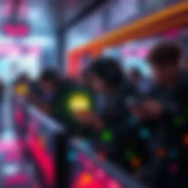 Group of players in a gaming lobby trying to extract Sprites while others rush in