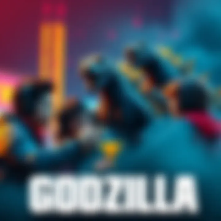 A group of gamers strategizing together to win the online trophy in Godzilla, sharing tips and insights.