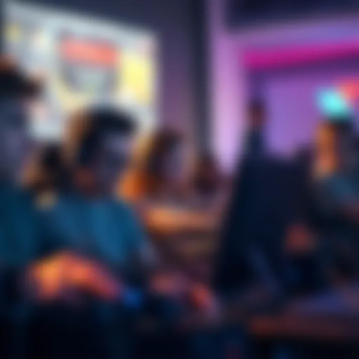 Players experiencing connection issues Group of gamers looking frustrated while trying to join online matches, showing error messages on their screens.