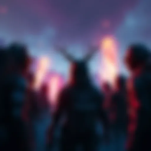 Group of players looking at the Matriarch character in B2B games, with Raider flares visible in the background.