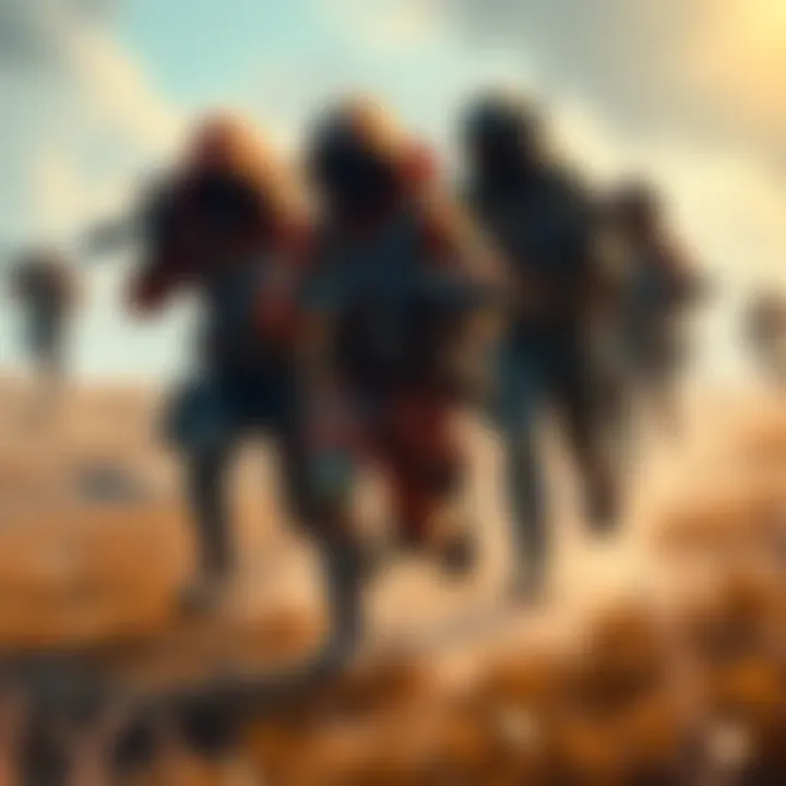 Players sprinting through Dire Marsh carrying valuable loot while having low health.