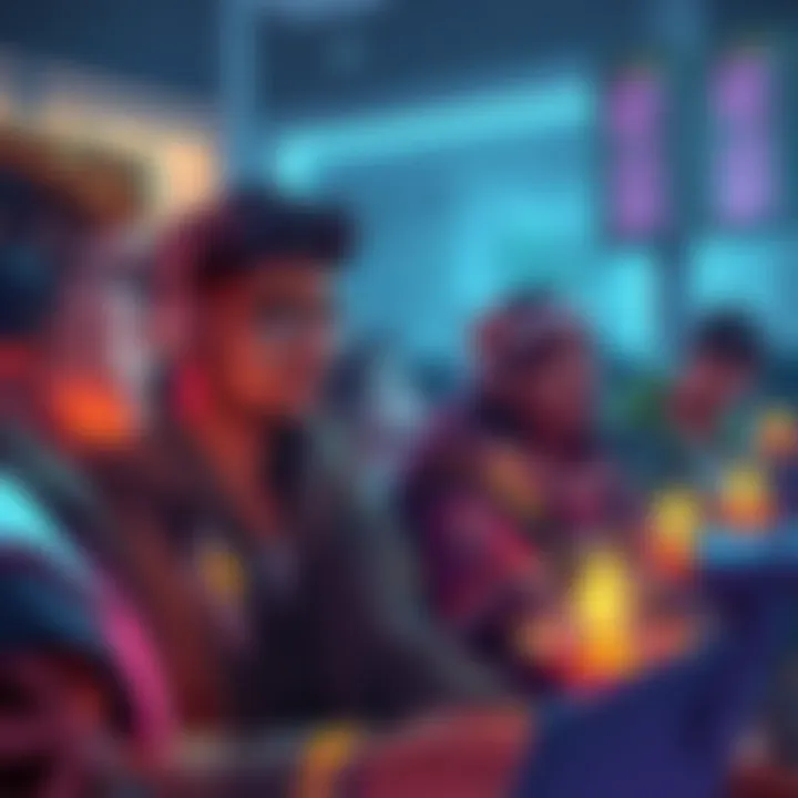 A group of players looking concerned about the scarcity of affinity blessings during relays, with some showing frustration and discussing strategies, emphasizing the lack of rewards.