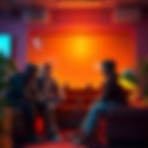 A group of gamers sharing their thoughts about a new game in a cozy setting