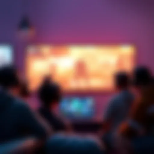 A group of gamers gathered around a screen, expressing concerns about new game visuals and accessibility for newcomers.