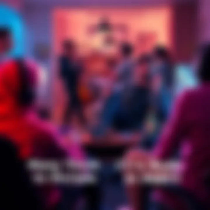 A group of gamers in a living room debating strategies during a party mode game session