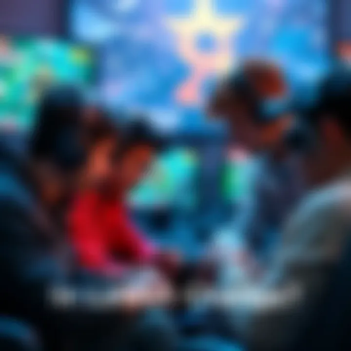 Group of gamers analyzing the latest game update on screens with focus on gameplay changes