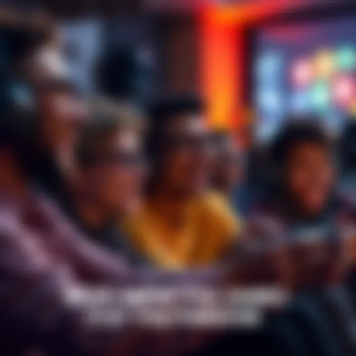 Players engaged in a memorable game Group of people playing a video game together, showing expressions of excitement and reflection