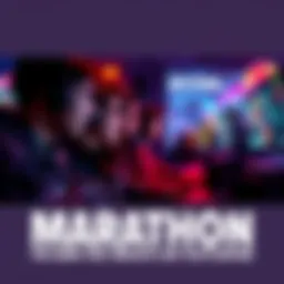 Group of players focused on screens, immersed in the game Marathon, showcasing exciting gameplay and vibrant art direction.