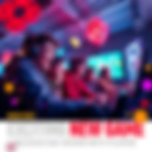 Group of players engaged in playing a new video game with excitement