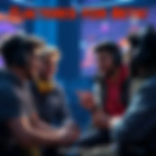 A group of gamers discussing their excitement for the upcoming open beta, sharing thoughts and smiles.