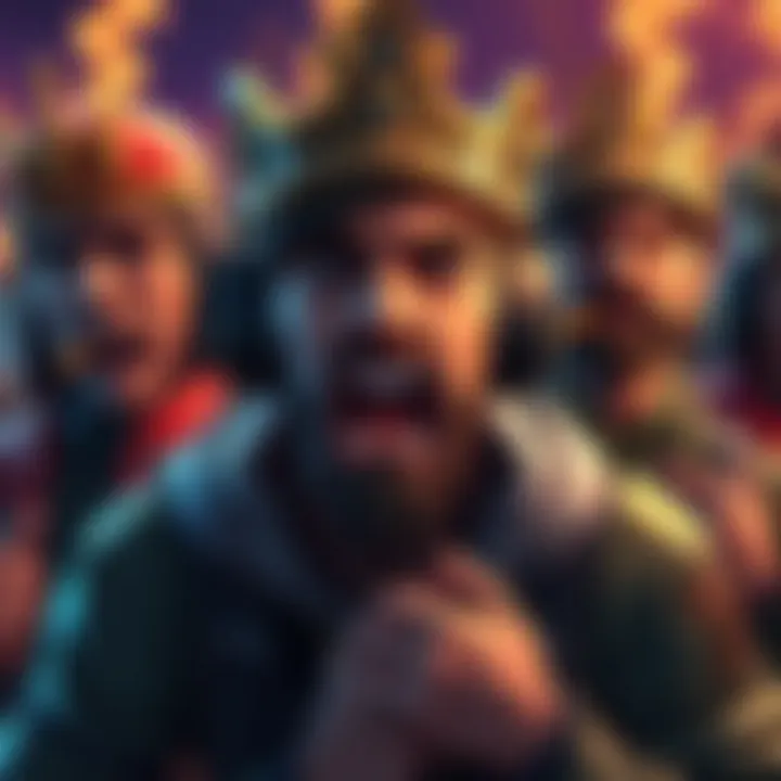 Group of players expressing frustration over King's new battle pass skin with visible anger and disappointment