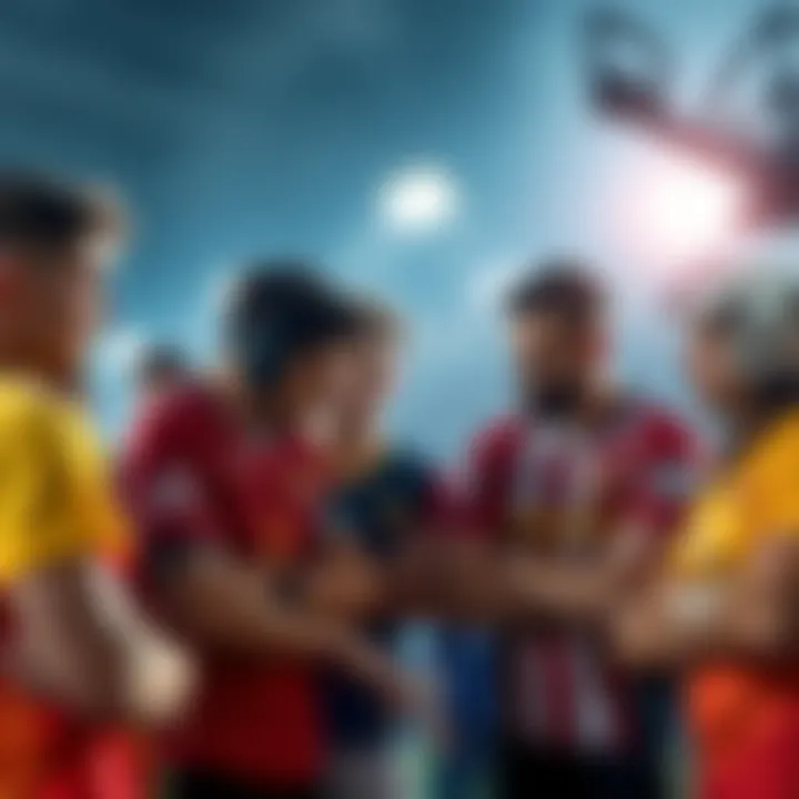 A group of sports players talking about their frustrations over competition losses, showing expressions of concern and disappointment.