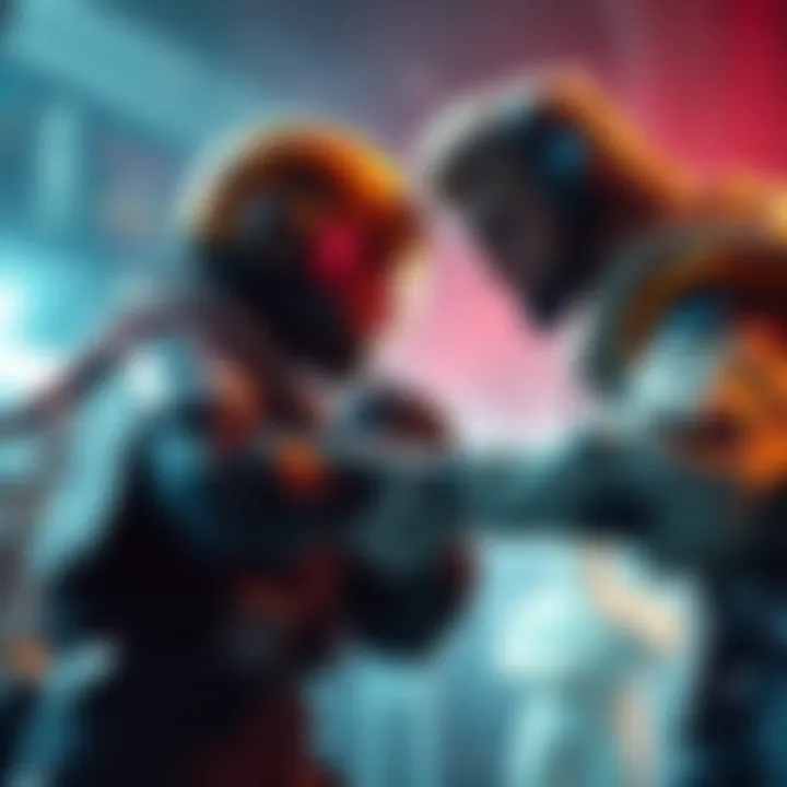 Two gamers engaged in a tense 1v1 duel, emphasizing struggle with health regeneration mechanics in gameplay.