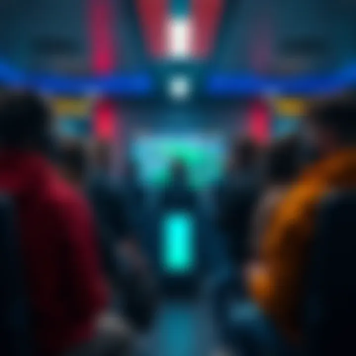 Group of players looking frustrated in a video game lobby, with a screen showing an ongoing match.