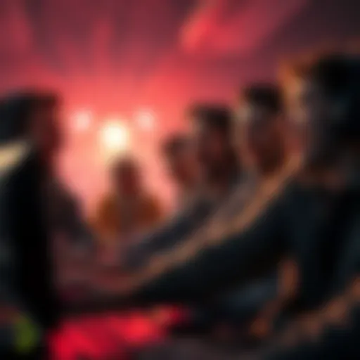 A group of players sharing laughs while playing a horror game, showcasing their killer POV moments with humorous expressions