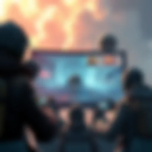 A group of players discussing strategy while one player exits a defense mission on their screen