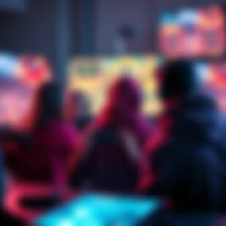 Group of players expressing concerns about Marathon game communication, holding gaming controllers and surrounded by screens showing the game