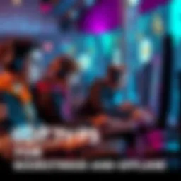 A group of gamers strategizing at their computers, focused on improving their Matchmaking Rating in mid and offlane roles.