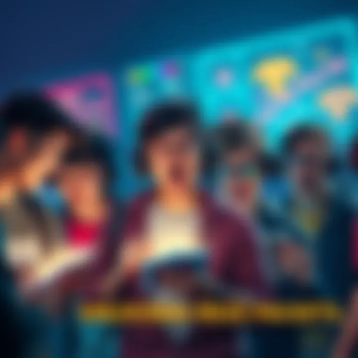 A group of excited players eagerly opening relic packs, hoping to find the rare Ay-WTF item, with colorful graphics in the background.