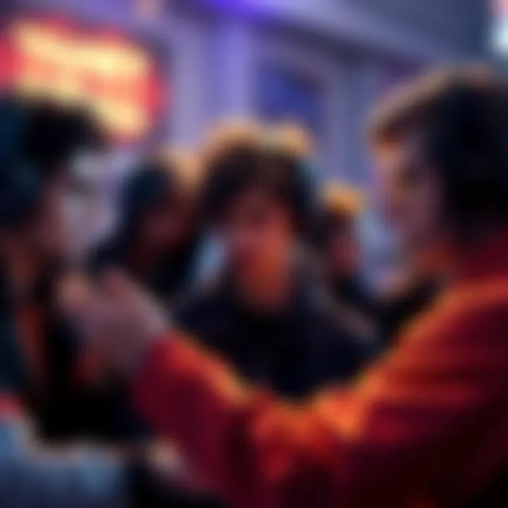 Players discussing ranked PvP changes A group of gamers sharing their views on ranked PvP gameplay mechanics, with expressions of frustration and determination, surrounded by gaming gear.