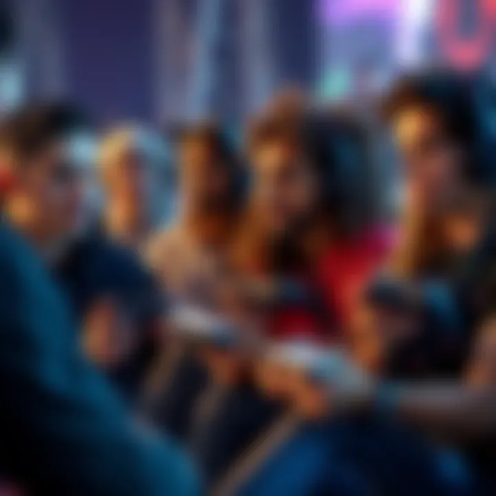 A group of diverse players discussing their experiences of quitting online games, with controllers in hand and thoughtful expressions on their faces.