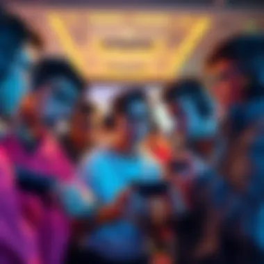 A group of players discussing their challenges in a game setting, showing expressions of frustration and concentration. Some hold controllers while others look at screens, reflecting their struggle to...