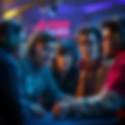 Players discussing sound changes in gaming A group of gamers sharing opinions about sound changes, showing mixed reactions on their faces during a discussion.