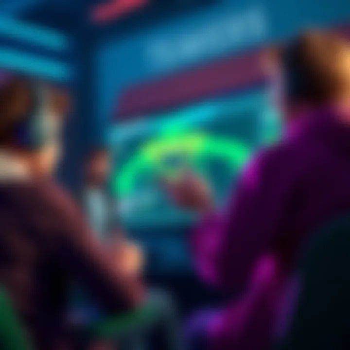 A group of video game players expressing frustration over teamwork issues, with one player gesturing towards a screen showing defense strategy.
