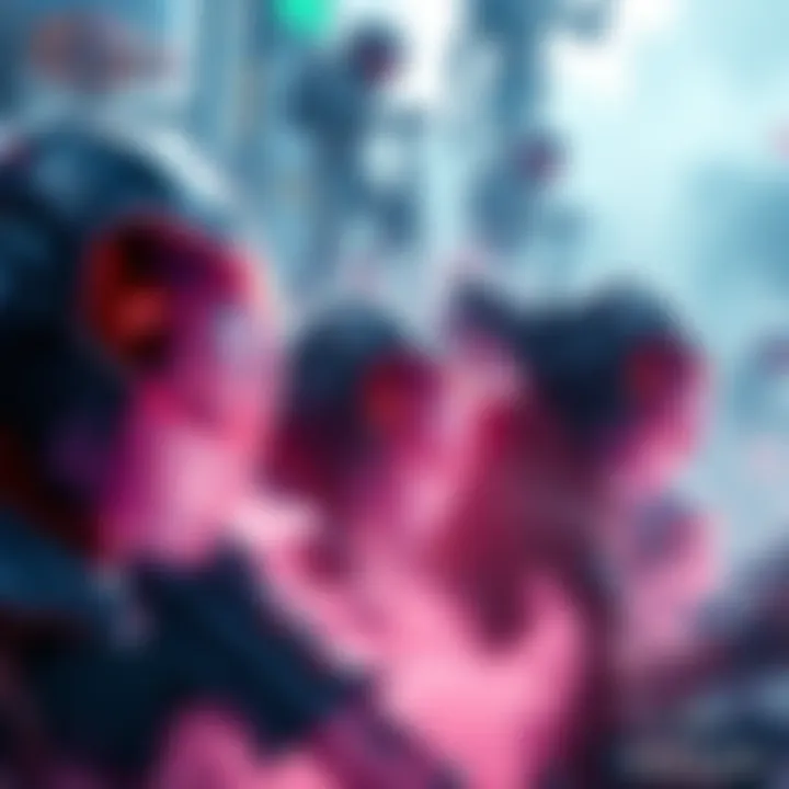 Group of players in a game using Invis shell strategy, showcasing their characters blending into the environment.