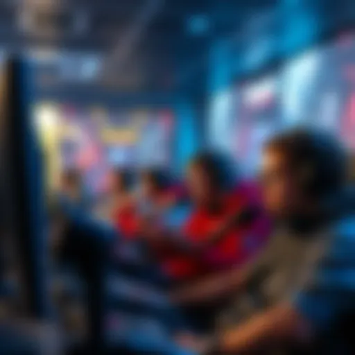 A group of gamers in a competitive setting discussing strategies, with some using microphones while others remain silent, highlighting the decline in mic use in gaming.