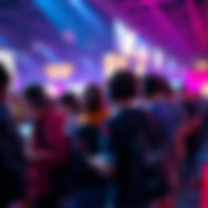 Players waiting in a game queue A group of gamers waiting in line to join a popular video game, some are engaged on their phones while others chat.