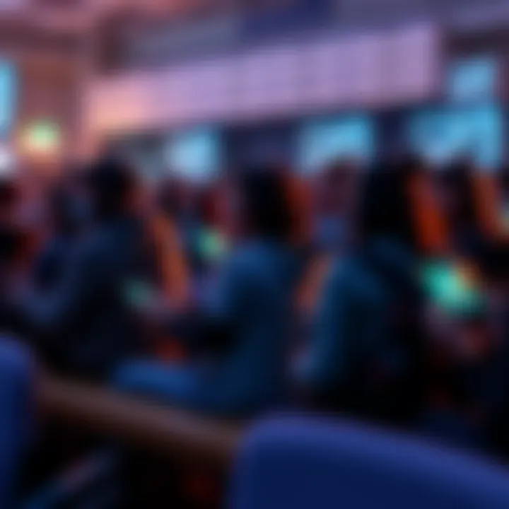 Group of frustrated players sitting with devices in hand, showing long wait times on screens