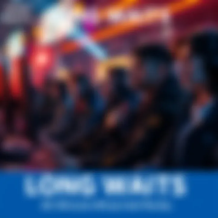 Players waiting in line for Ranked games Gamers sitting at computers, visibly frustrated, waiting in a long line for Ranked Championship matches