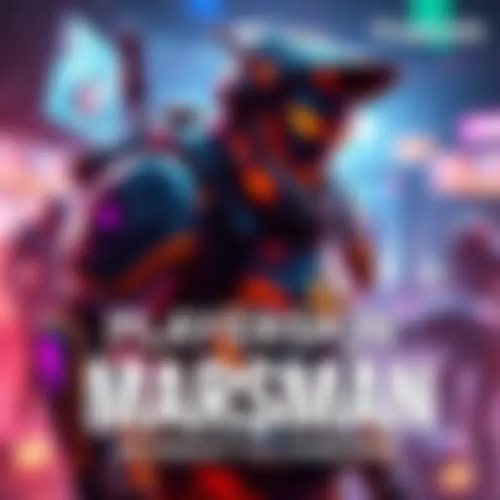 Colorful depiction of the Playerskin Marsman character with unique armor and futuristic gadgets, set against a gaming background.