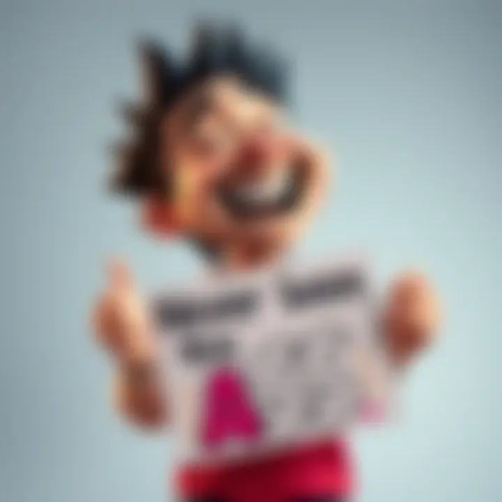 A cartoon character laughing while holding a sign that says 'Never been this ASS' with colorful graphics, depicting a humorous take on exaggerated expressions.
