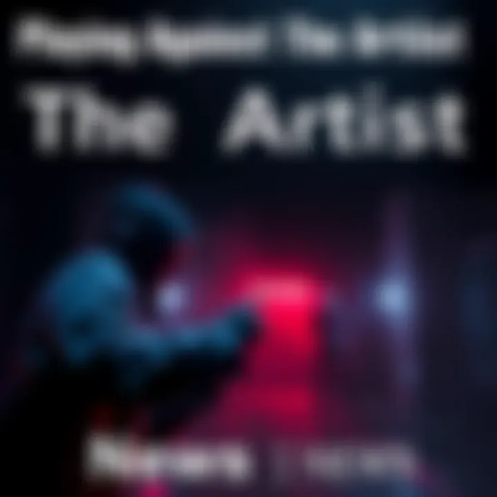 A scene depicting a player confronting The Artist, a killer in a dark, atmospheric game setting, showing tension and strategy.