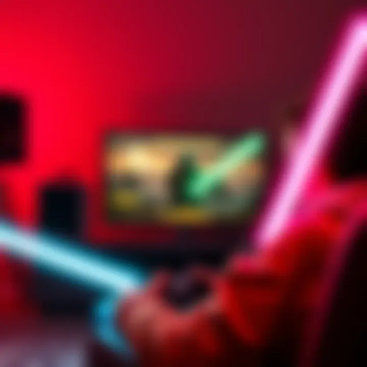 Gamer enjoying Knights of the Old Republic on an Xbox Series S, with lightsabers showcased on screen.