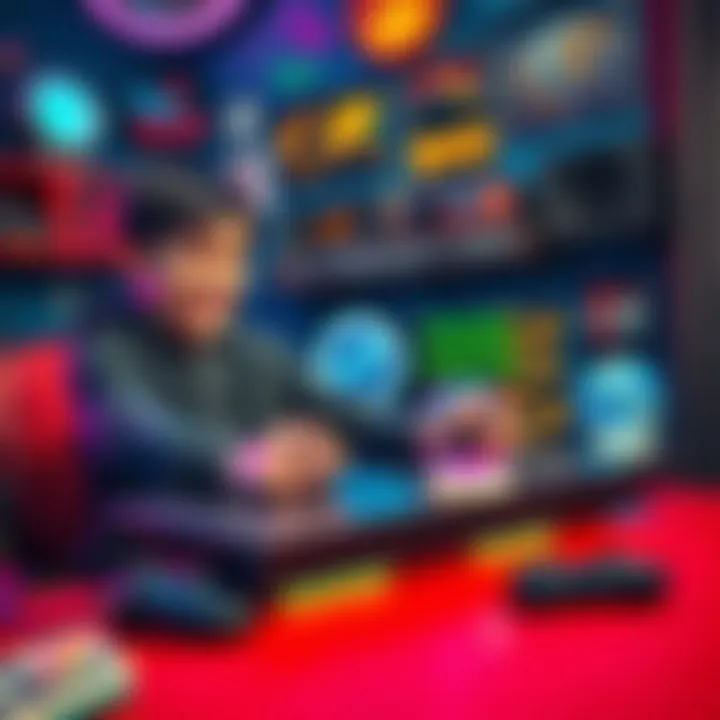 A person smiles while playing Portal on a Steam Deck with a custom Portal skin, surrounded by nostalgic gaming memorabilia.