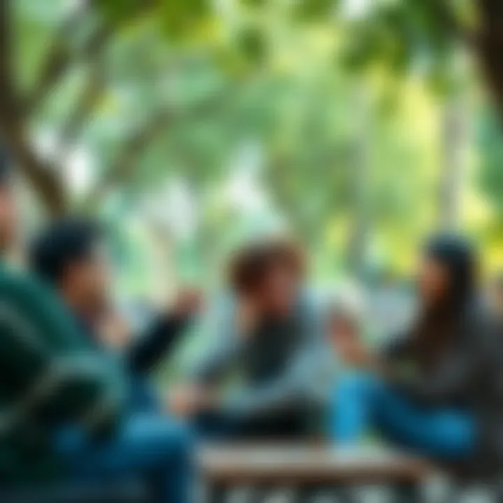 People playing cards in a park A group of friends enjoying a card game in a public park, laughing and engaging with each other