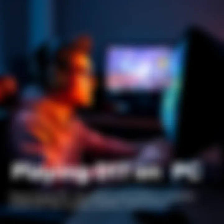 A person sitting at a computer playing a D1 game using an emulator with a focused expression