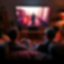 A person sits on a couch, focused on playing Hitman 2 on a gaming console, with a controller in hand and a large TV screen displaying the game.