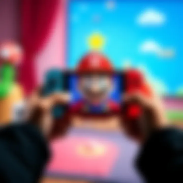 Playing Mario theme on Switch 2 A person using Switch 2 Joy Cons to play the Mario Bros theme, displaying buttons being pressed.